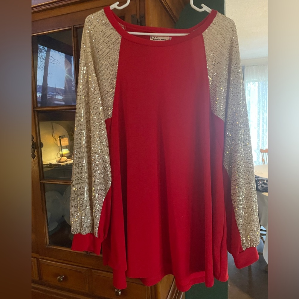 Cute Southern Stitch sequined sleeve top